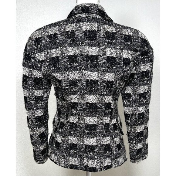 VTG ALBERTO MAKALI Womens SIZE 6 Black/White Tweed  JACKET Jewels Buttons *Flaw* - Picture 2 of 9
